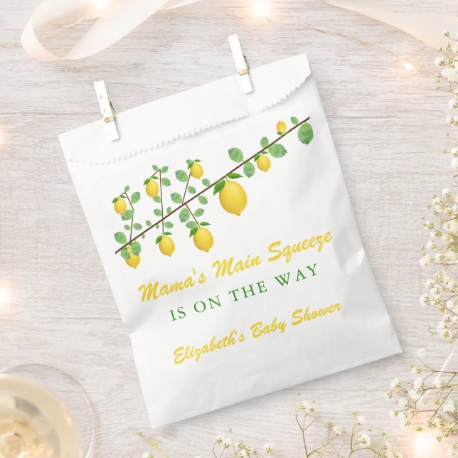Main Squeeze Lemon Gender Neutral Baby Shower Favour Bag (Clipped)