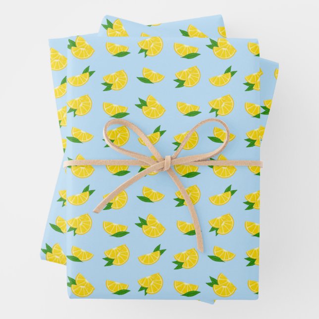 Main Squeeze Lemon Gift Wrap (In situ)