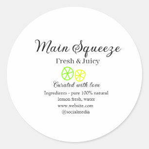 Main squeeze lemon juice homemade business name classic round sticker