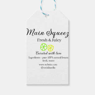 Main squeeze lemon juice homemade business name  gift tags