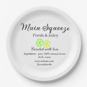 Main squeeze lemon juice homemade business name paper plate