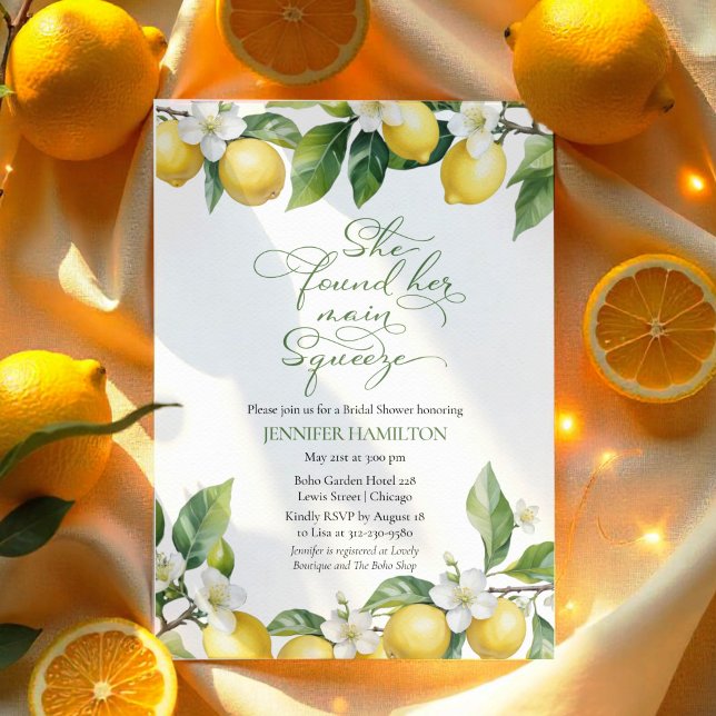 Main Squeeze | Lemon Mediterranean Bridal Shower Invitation (Creator Uploaded)