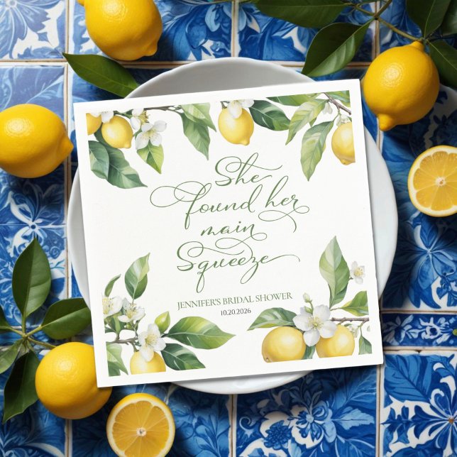 Main Squeeze | Lemon Mediterranean Bridal Shower Napkin (Creator Uploaded)