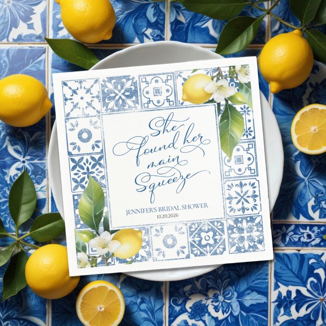 Main Squeeze | Lemon Mediterranean Bridal Shower Napkin (Creator Uploaded)