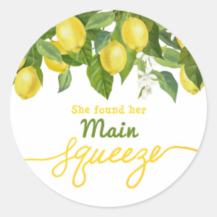 Main Squeeze Lemon Theme Wedding Bridal Shower Classic Round Sticker