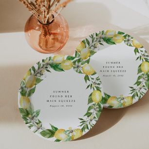 Main Squeeze Lemon Themed Bridal Shower Paper Plate