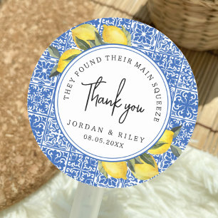 Main Squeeze Lemon & Tile Shower Thank You Favour Classic Round Sticker