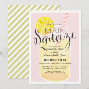 Main Squeeze Lemonade Pink Virtual Bridal Shower Invitation