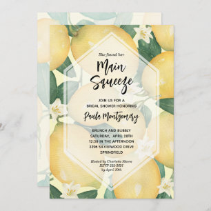 Main Squeeze Lemons and Greenery Bridal Shower Invitation