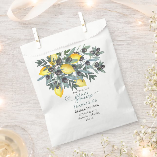 Main Squeeze Lemons | Black Olives Bridal Shower Favour Bag (Clipped)