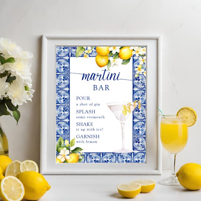 Main Squeeze Lemons Bridal Shower Martini Bar Poster (Creator Uploaded)