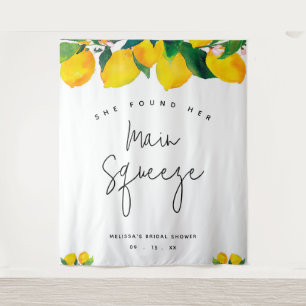 Main Squeeze Lemons Bridal Shower Photo Backdrop Tapestry