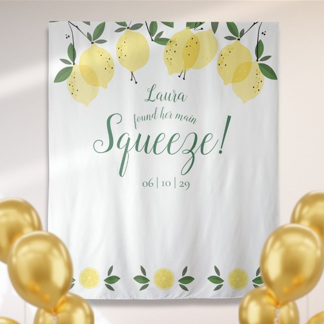Main Squeeze Lemons Bridal Shower Photo Backdrop Tapestry (Main Squeeze Lemons Bridal Shower Photo Backdrop)