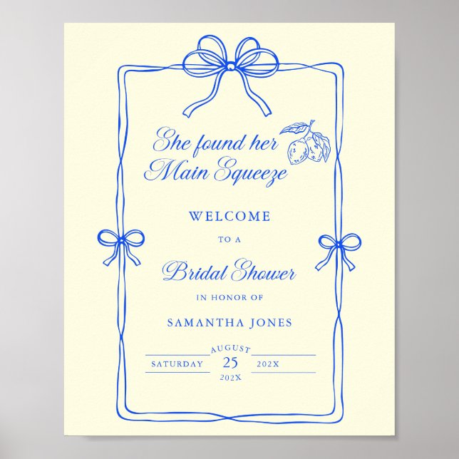 Main Squeeze Lemons Bridal Shower Welcome Sign (Front)