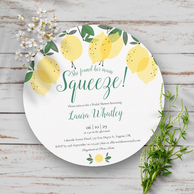 Main Squeeze Lemons Fun Bridal Shower Invitation (Creator Uploaded)