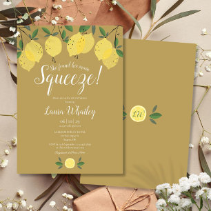 Main Squeeze Lemons Gold Bridal Shower Invitation