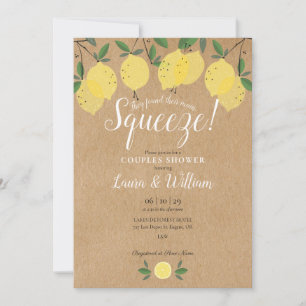 Main Squeeze Lemons Rustic Kraft Couples Shower Invitation