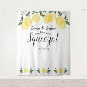 Main Squeeze Lemons Wedding Shower Photo Backdrop Tapestry