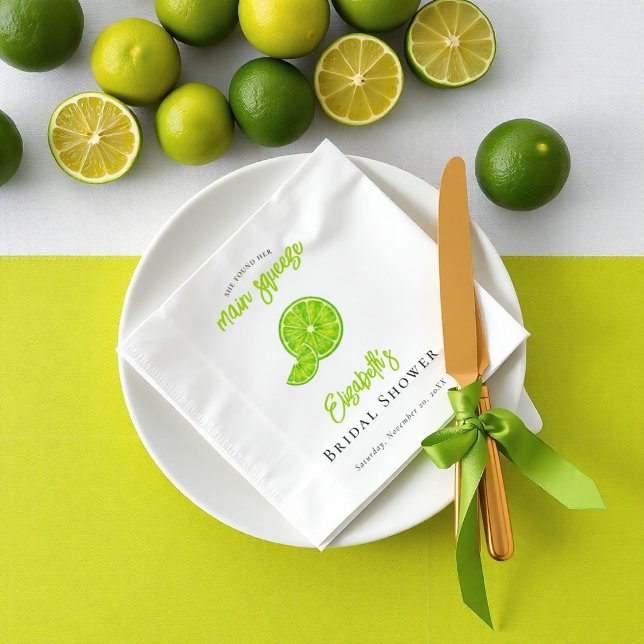 Main Squeeze Lime Green Bridal Shower Paper Napkin (Creator Uploaded)