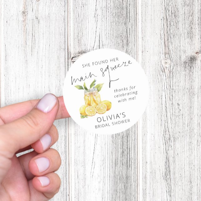 Main Squeeze Limoncello Bridal Shower Thank You Classic Round Sticker (Creator Uploaded)