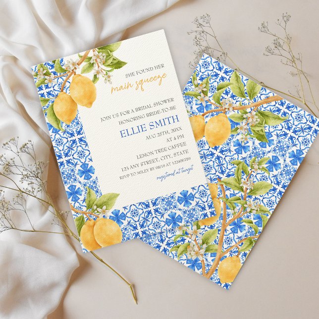 Main Squeeze | Mediterranean Lemon Bridal Shower  Invitation (She found her main squeeze , bridal shower invitation)