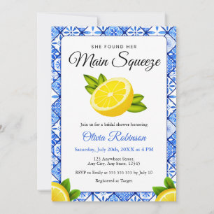 Main Squeeze Mediterranean Lemon Bridal Shower Invitation