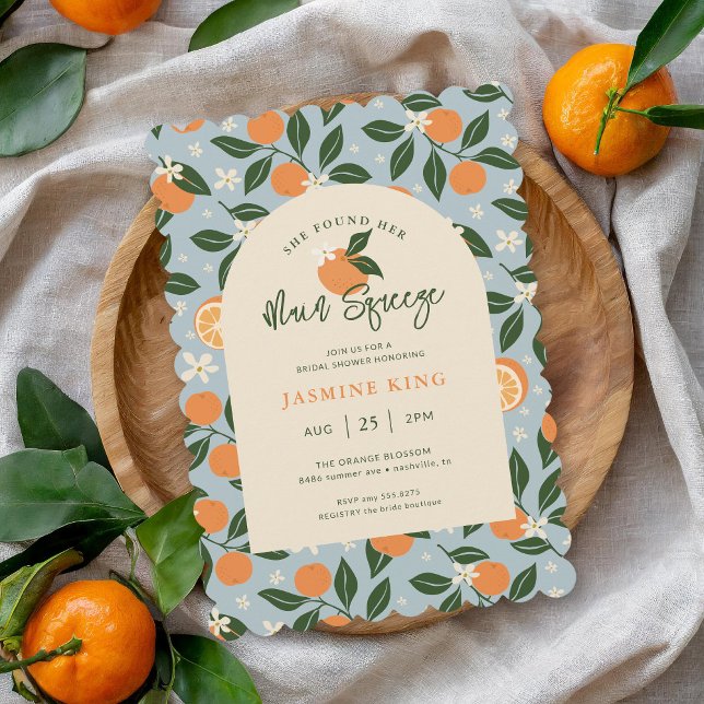 Main Squeeze Orange Citrus Bridal Shower Invitation (Creator Uploaded)