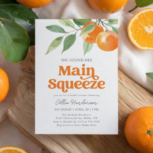 Main Squeeze Orange Citrus Bridal Shower Invitation