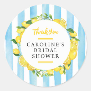 Main Squeeze Summer Lemon Bridal Shower Favour Classic Round Sticker
