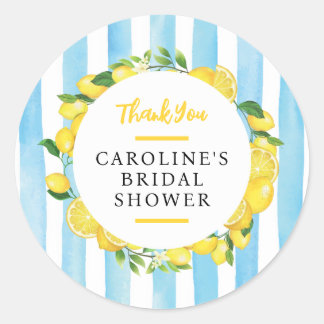 Main Squeeze Summer Lemon Bridal Shower Favour Classic Round Sticker
