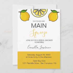 Main Squeeze Tropical Citrus Lemon Bridal Shower Invitation