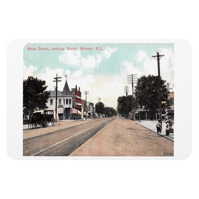 Main St., Belmar, New Jersey 1906 Postcard Magnet (Horizontal)