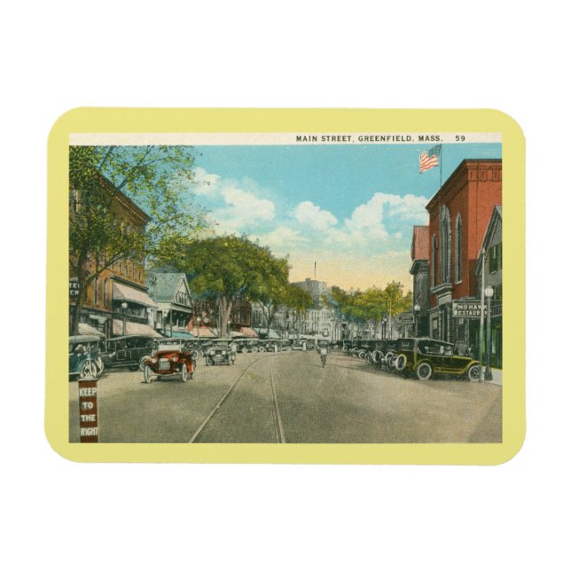 Main St., Greenfield, MA Vintage Magnet (Horizontal)