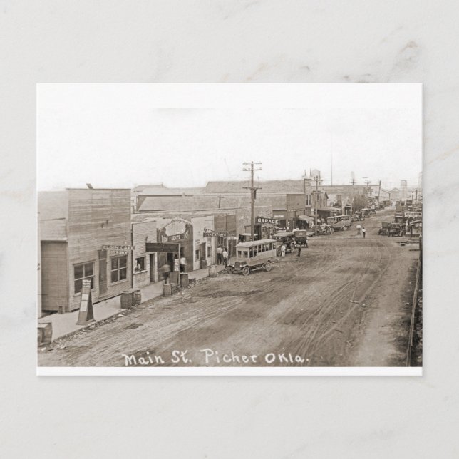 Main St. Picher Oklahoma circa1920 Postcard (Front)