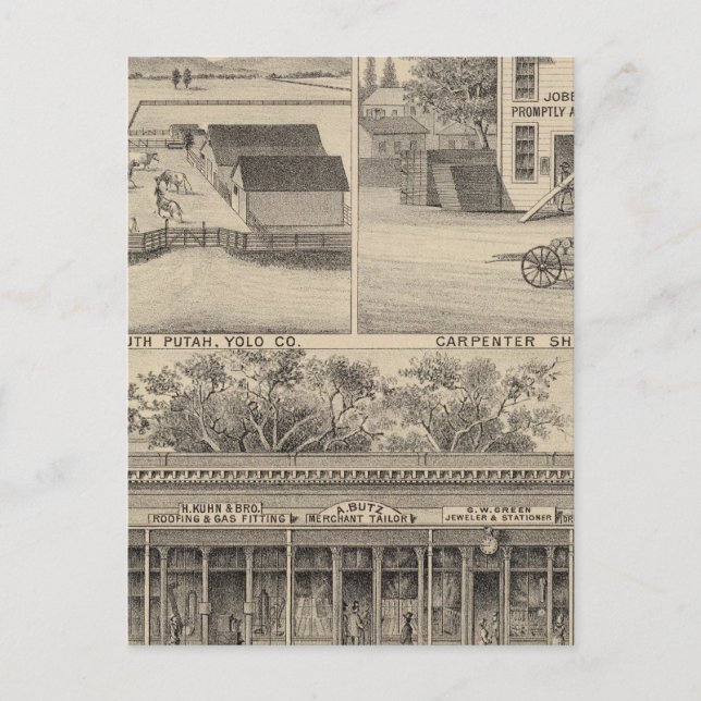 Main St Woodland Postcard (Front)