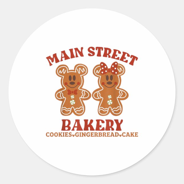Main Street Bakery Cookies Gingerbread Cake Christ Classic Round Sticker (Front)