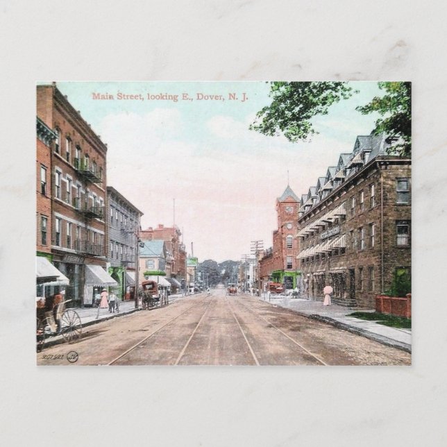 Main Street, Dover, New Jersey 1911 Vintage Postcard (Front)