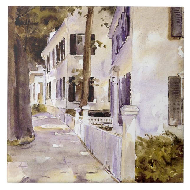 Main Street, Nantucket, fine art, Ceramic Tile (Front)