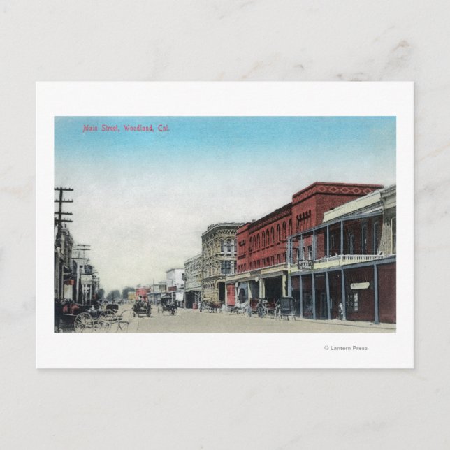 Main Street SceneWoodland, CA Postcard (Front)