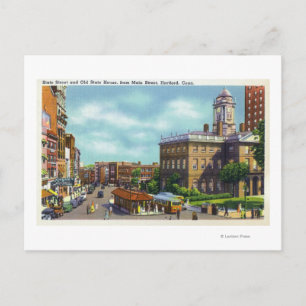 Main Street View of State Street & Old State Postcard