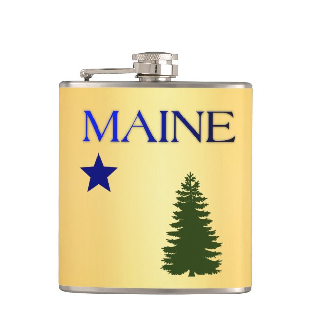 Maine 1901 flag hip flask (Front)