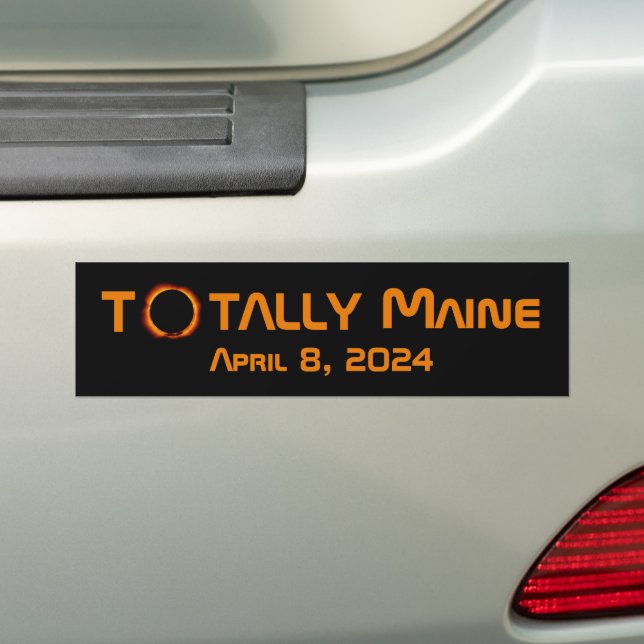Maine 2024 Total Solar Eclipse  Bumper Sticker (On Car)