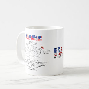 Maine American state on a map and useful info Coffee Mug