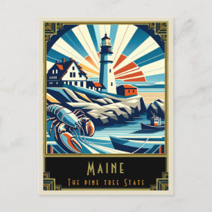 Maine   Art Deco Postcard
