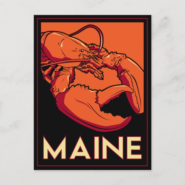 Maine art deco retro travel poster postcard (Front)