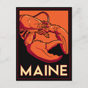 Maine Art Deco Travel Poster Postcard