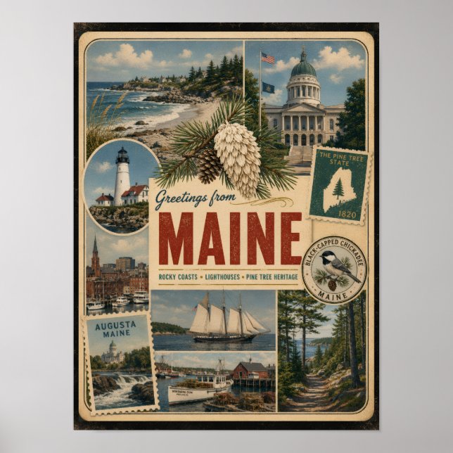Maine Authentic Vintage Style Poster (Front)