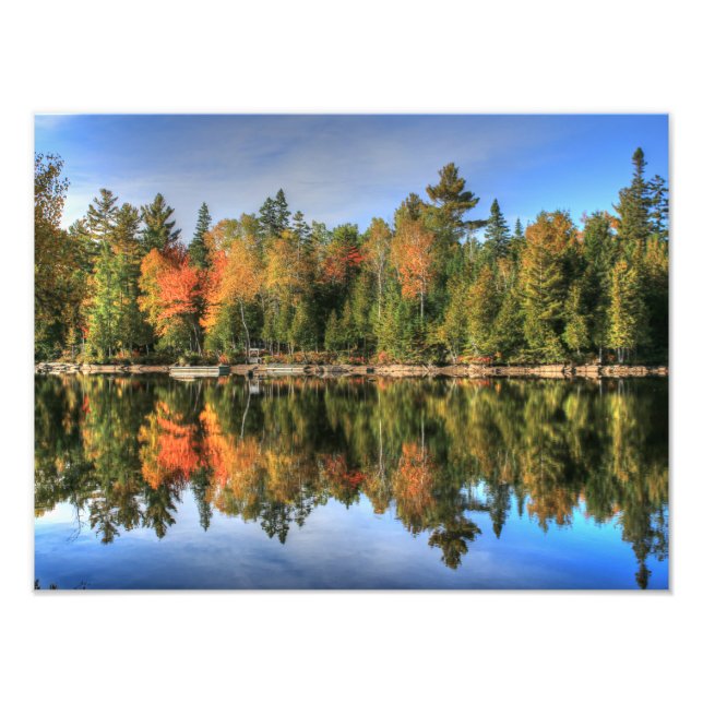 Maine Autumn Fall Foliage Lake Reflections Photo Print (Front)