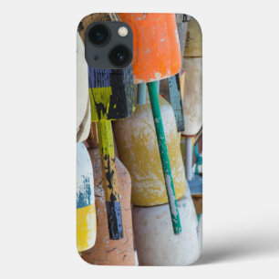 Maine, Bar Harbour. Colourful lobster trap buoys iPhone 13 Case