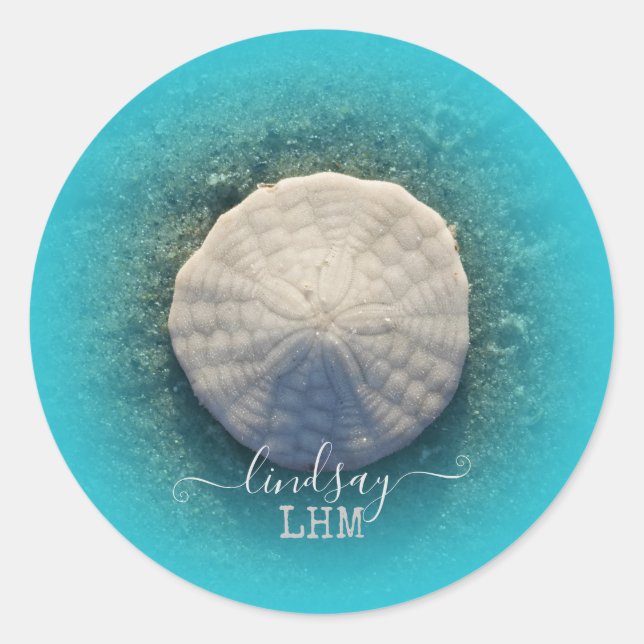 Maine Beach Ocean Sand Dollar Classic Round Sticker (Front)